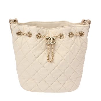 Chanel Matelasse White Women'S Soft Caviar Leather Shoulder Bag