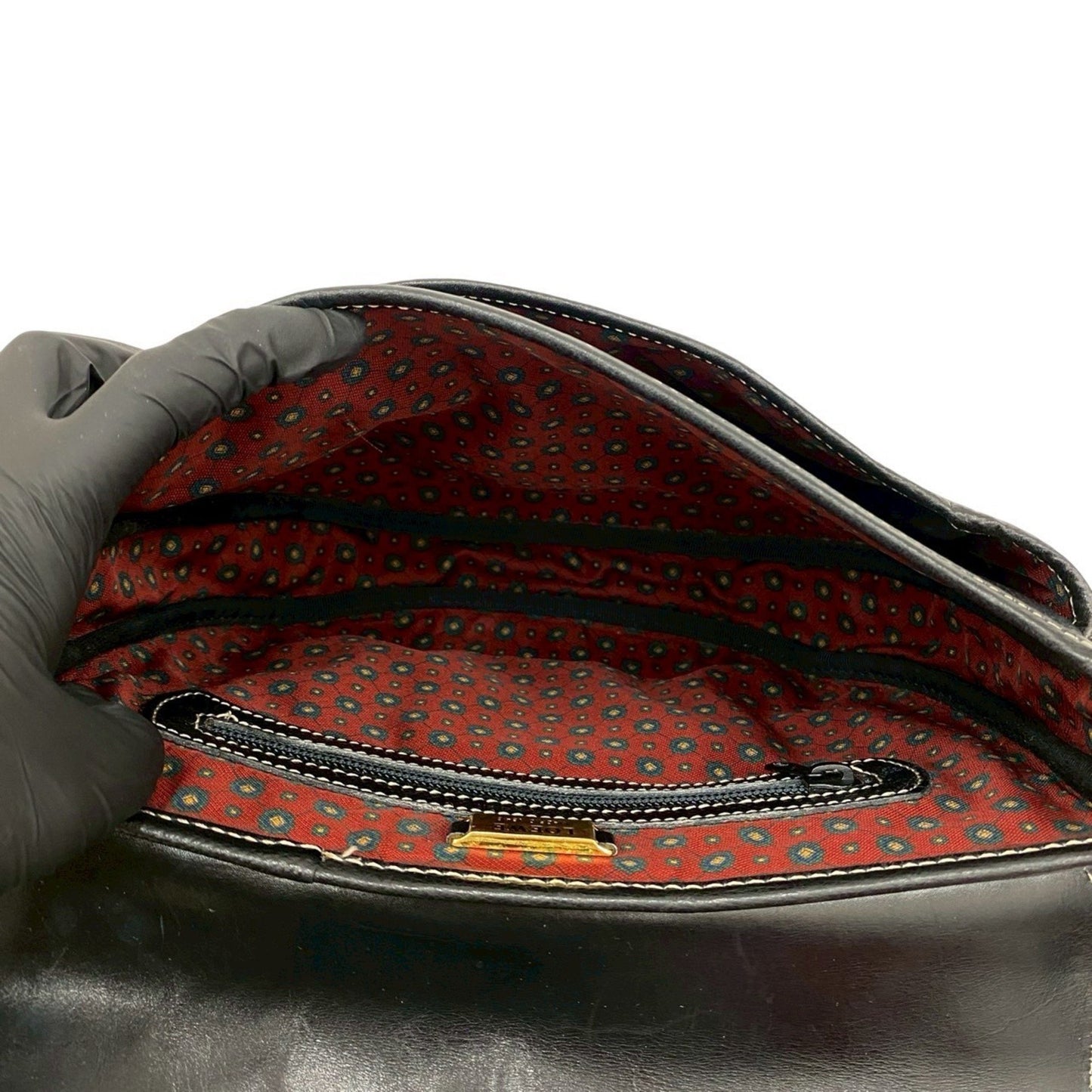 Loewe Vintage Anagram Logo Leather Mini Shoulder Bag/Pochette/Sacoche In Black 21916