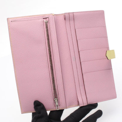 Hermes Herms Bearn Soufflet Verso Lime Mauve Silvestre Bifold Long Wallet