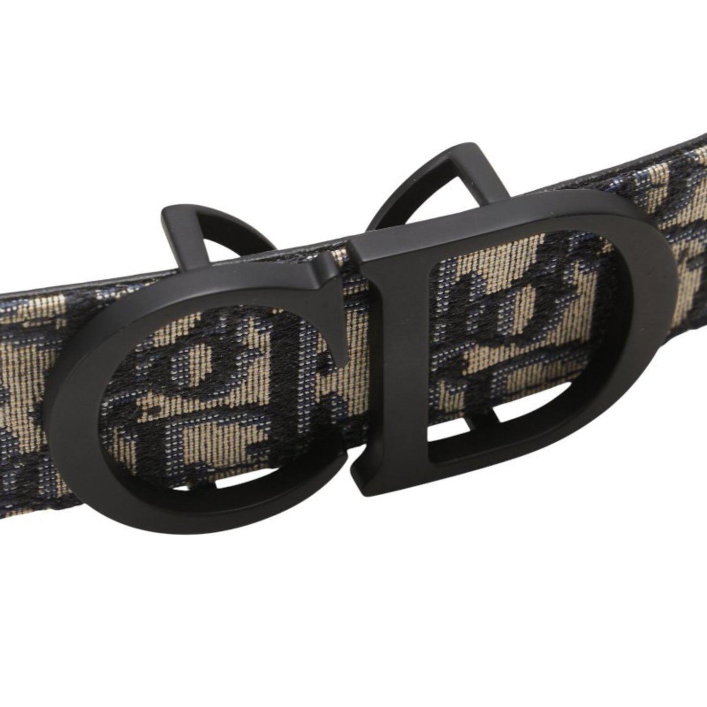 Christian Dior Dior Trotter Belt Navy Black Canvas Leather