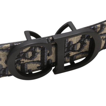 Christian Dior Dior Trotter Belt Navy Black Canvas Leather