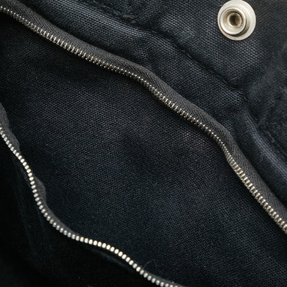 Hermes Foul Tote Pm Handbag Bag Black/Gray Canvas