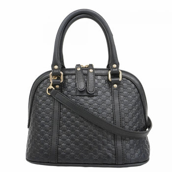 Gucci Micro Guccissima Handbag 449654 Leather Black Champagne