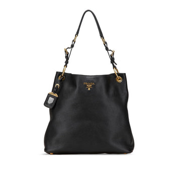 Prada One-Shoulder Bag Br4892 Black Calf Leather