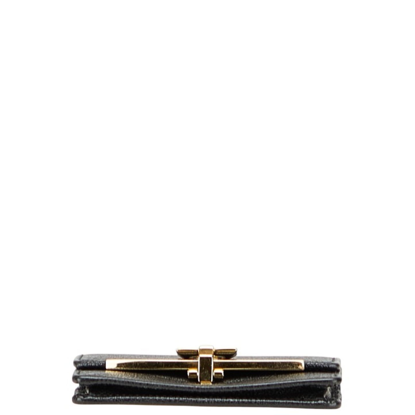 Salvatore Ferragamo Gancini Card Case In Black Leather