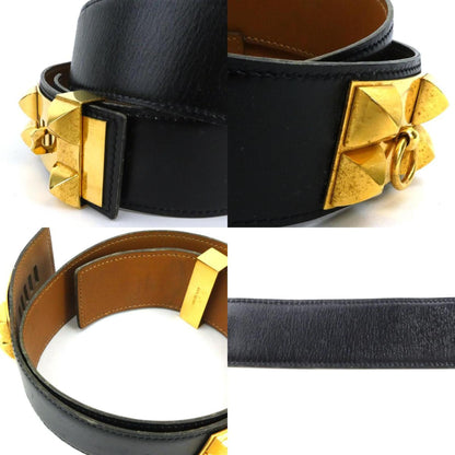 Hermes Hermes Belt Collier De Chien Box Calf Black Gold