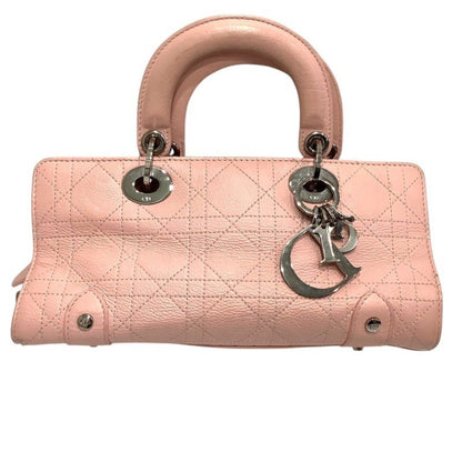 Christian Dior Lady Cannage Handbag In Pink Leather