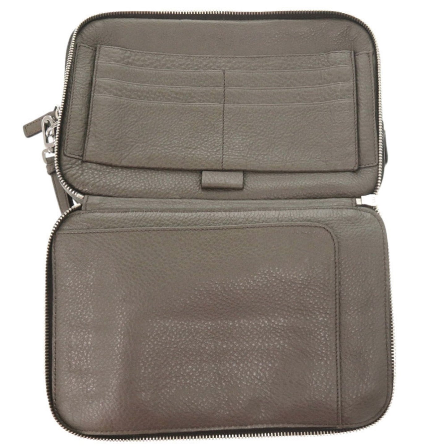 Prada Triangle Logo Leather Gray Second Bag Clutch 0188 Prada