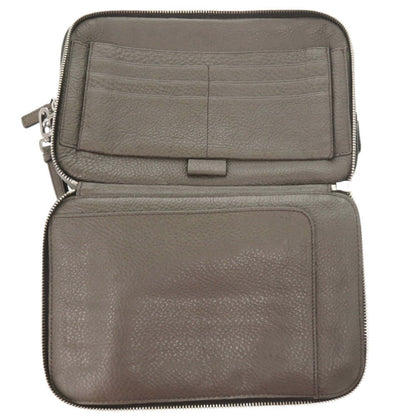 Prada Triangle Logo Leather Gray Second Bag Clutch 0188 Prada