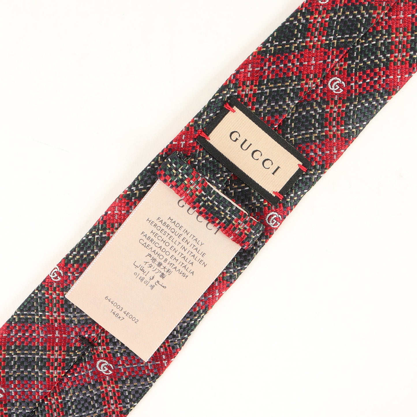 Gucci Gg Monogram Tartan Silk Red Check