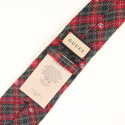 Gucci Gg Monogram Tartan Silk Red Check