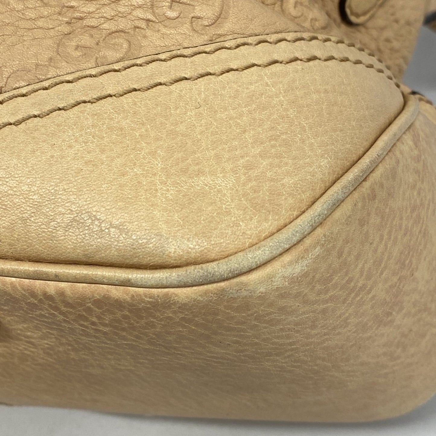 Gucci Handbag Guccissima Horsebit 247286 Leather Beige Champagne 2-Way Bag