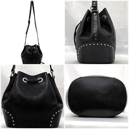 Gucci Shoulder Bag F-22751 Black Bright Diamante Shima 354229 Leather Studs 525040 Gucci Crossbody