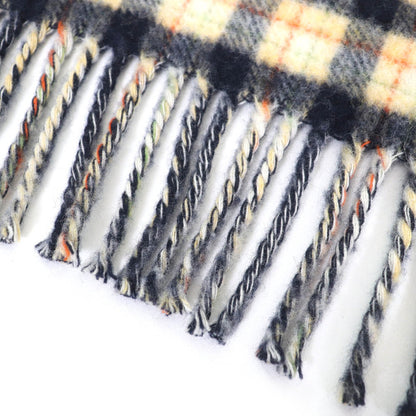 Gucci 597527 100% Wool Check And Gg Pattern Reversible Scarf With Fringe