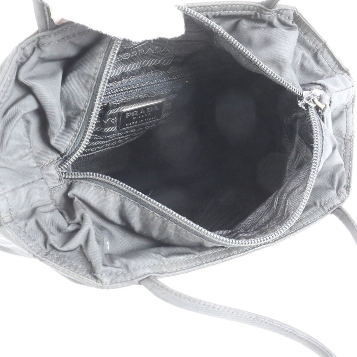 Prada Tessuto Nylon Triangle Logo Tote Bag Shoulder Black