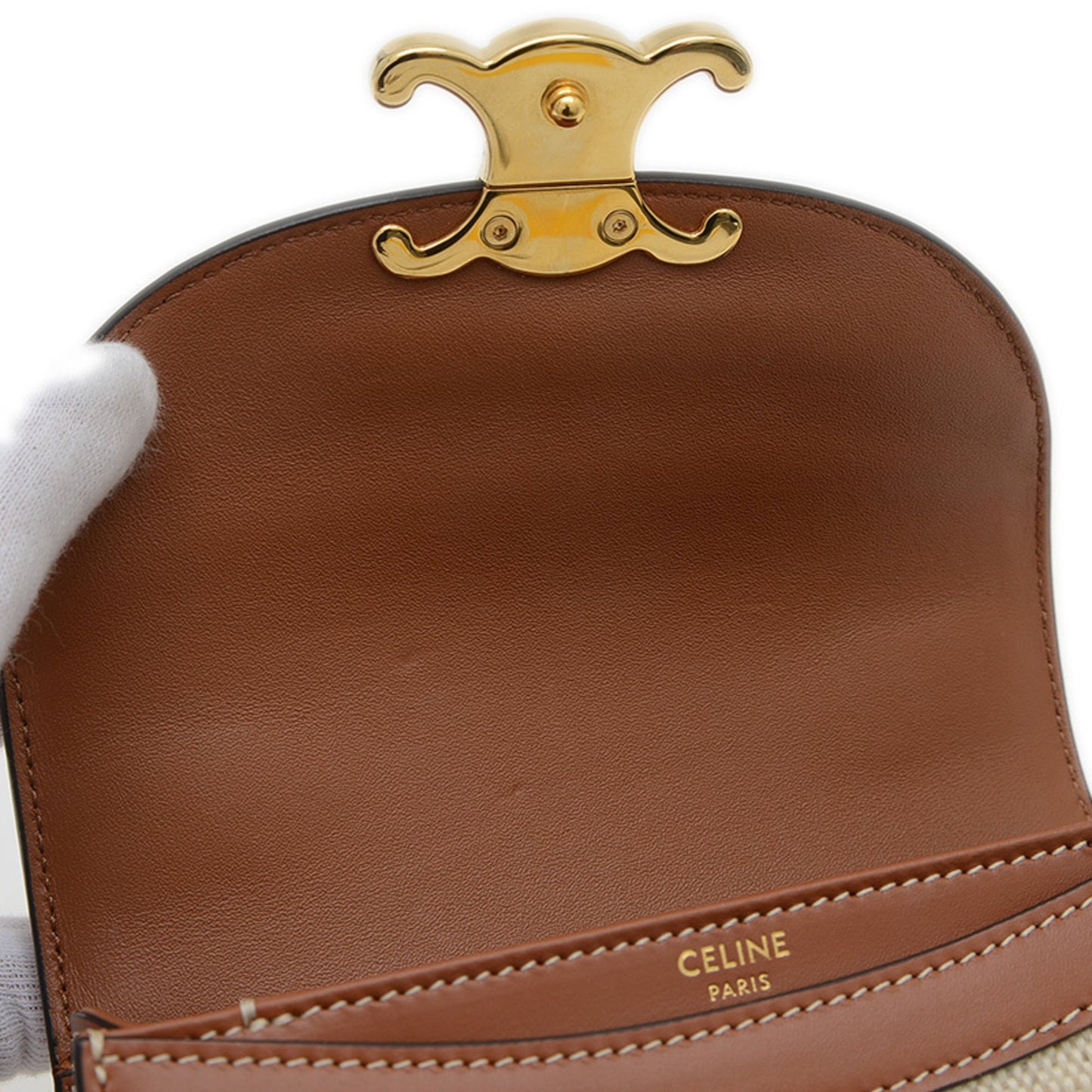 Celine Mini Busas Claire 2Way Bag Shoulder Canvas Natural Brown