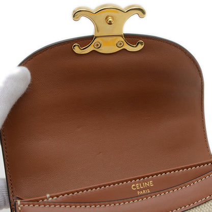 Celine Mini Busas Claire 2Way Bag Shoulder Canvas Natural Brown