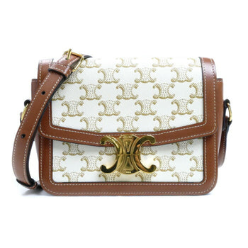 Celine Teen Triomphe Shoulder Bag White Brown 188882Bz4.01Bc