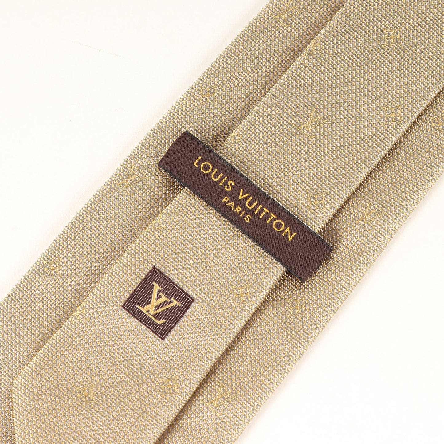 Louis Vuitton Monogram Silk Cravate Gold Tie For Men