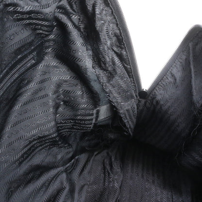 Prada Tessuto Nylon Triangular Logo Leather Boston Bag Tote Travel Black