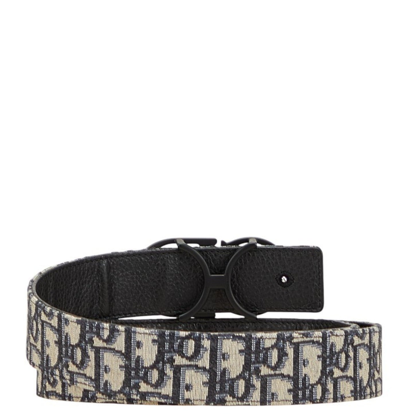 Christian Dior Dior Trotter Belt Navy Black Canvas Leather