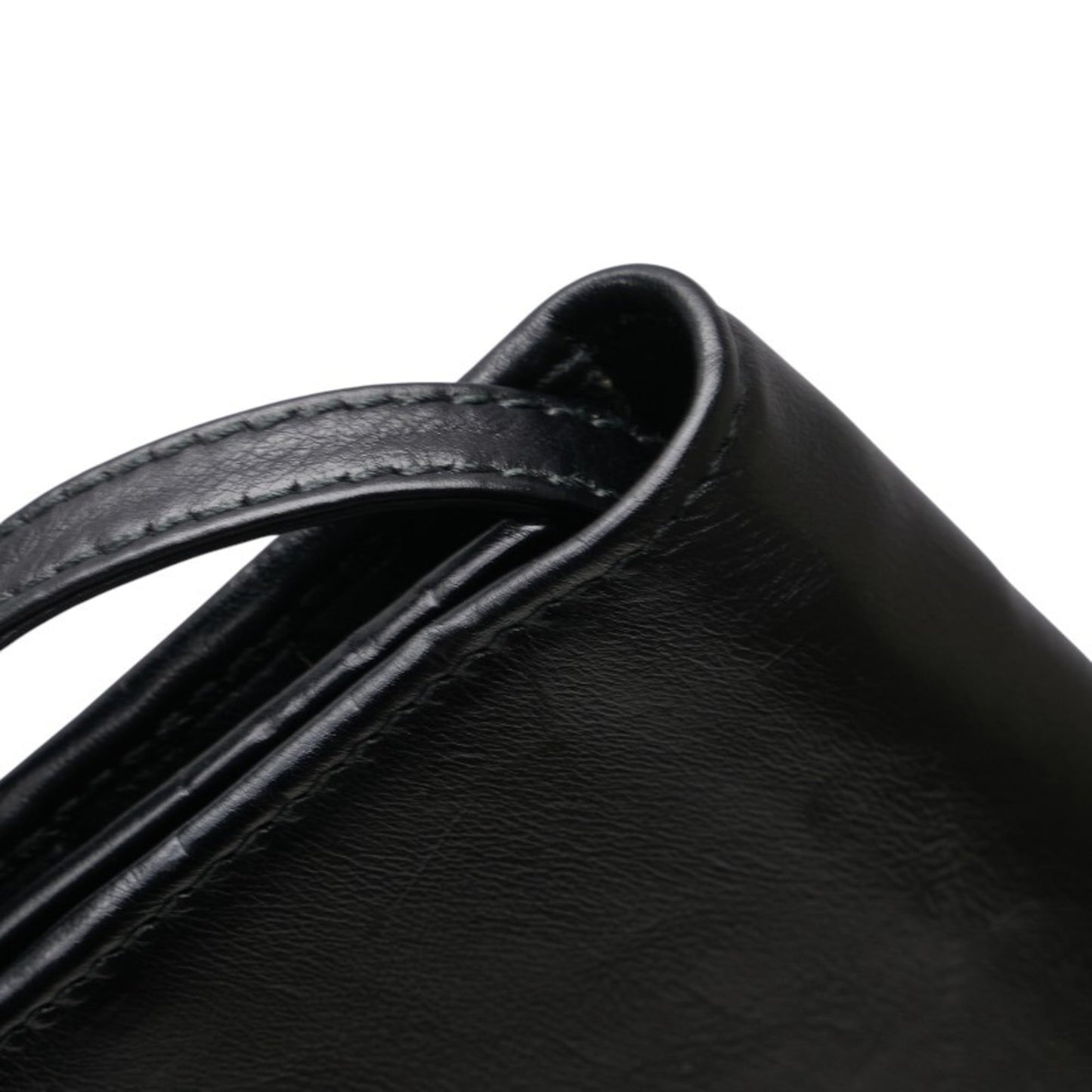 Balenciaga B Logo Trifold Shoulder Wallet 580037 Black Leather