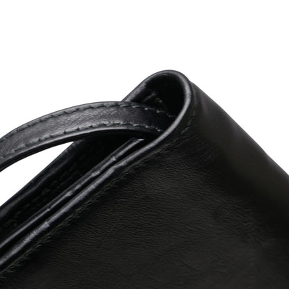 Balenciaga B Logo Trifold Shoulder Wallet 580037 Black Leather