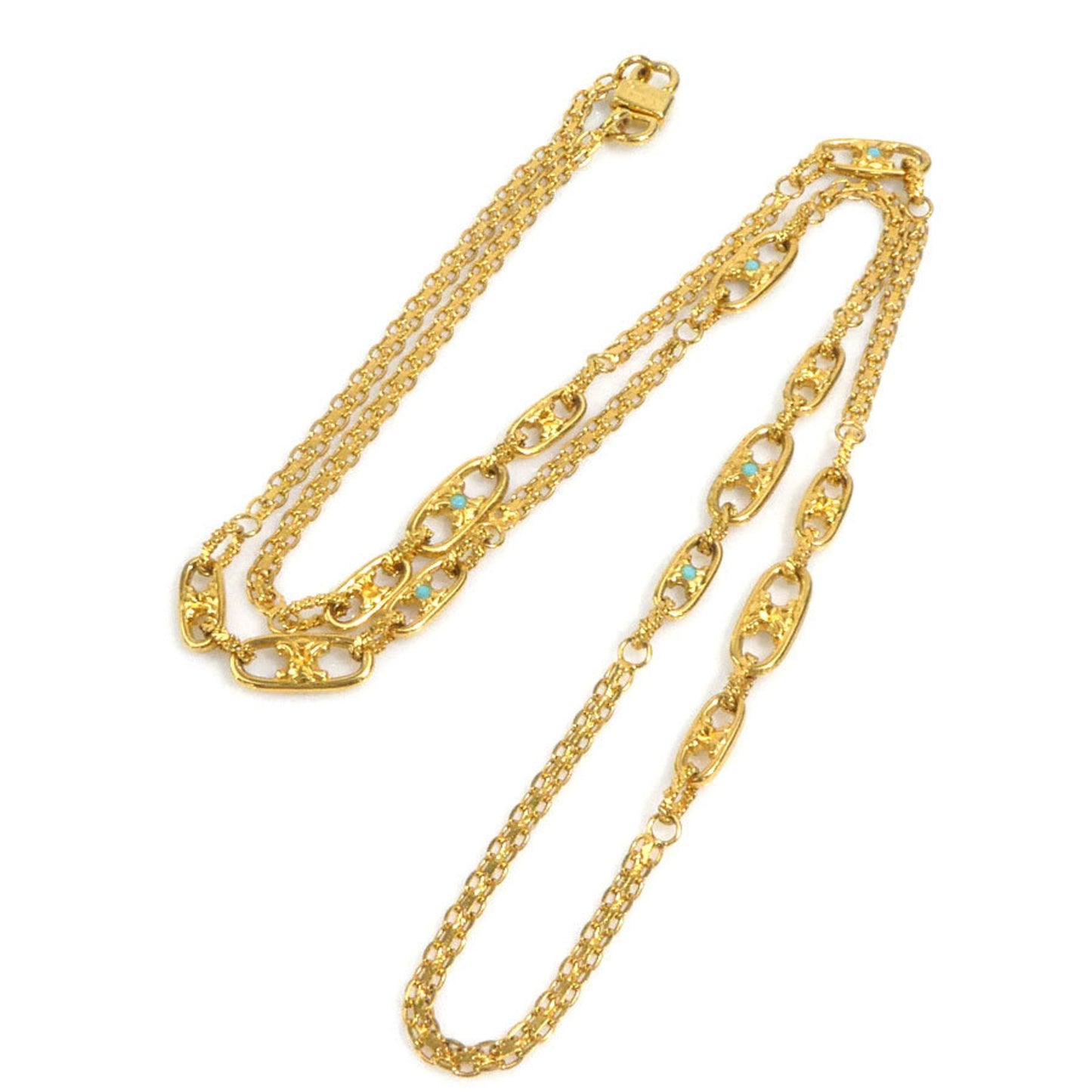 Celine Necklace Metal Rhinestone Gold Blue