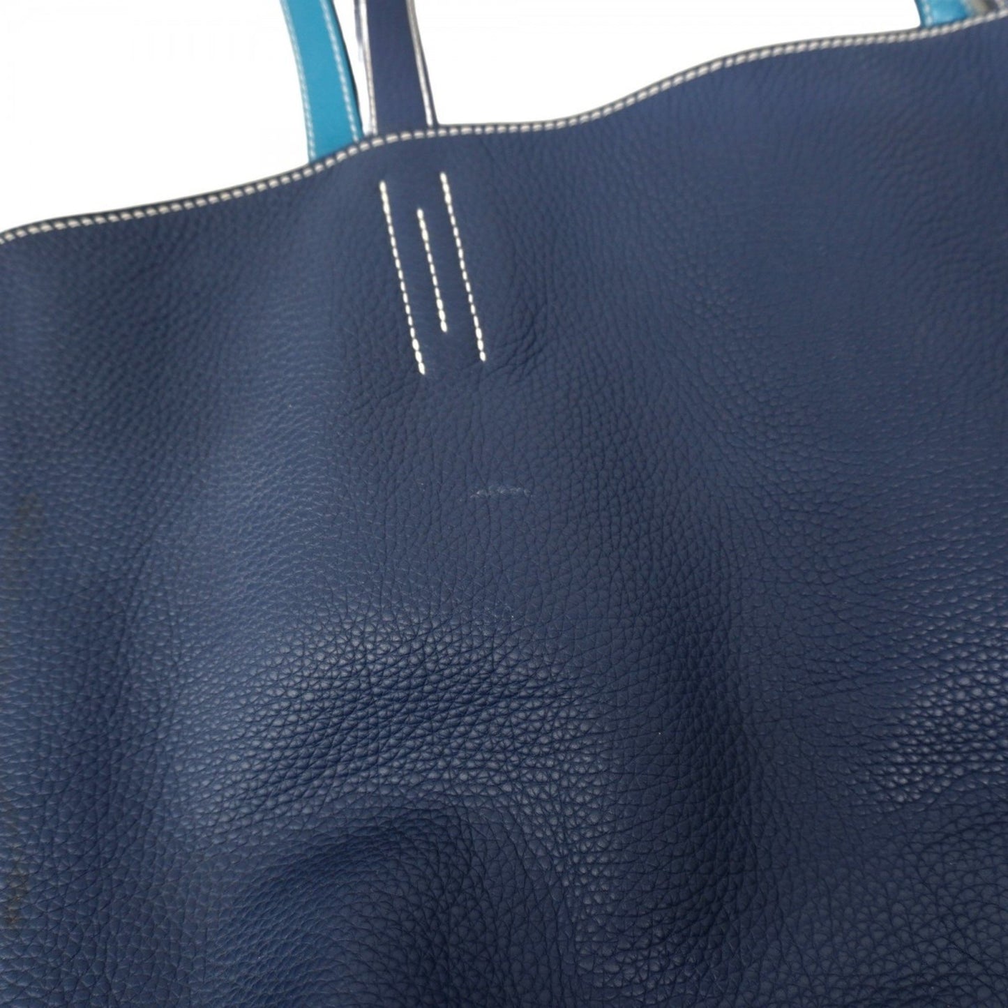 Hermes Herms Double Sens 36 Tote Bag In Taurillon Clemence Blue Izmir Leather With Ankle Strap