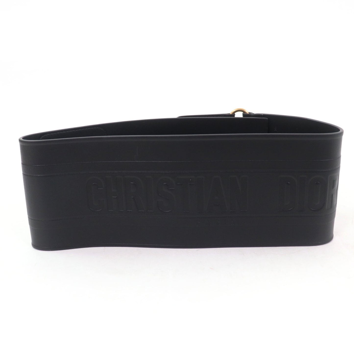 Christian Dior D-Waist Maxi Double Gold Buckle Leather Belt In Black With Hardware