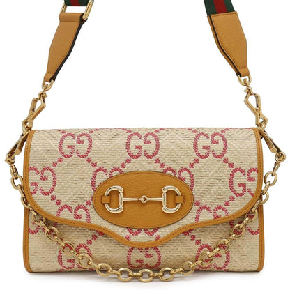 Gucci Shoulder Bag Horsebit Raffia Leather 677286 Gucci 2Way