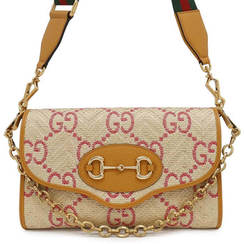 Gucci Shoulder Bag Horsebit Raffia Leather 677286 Gucci 2Way