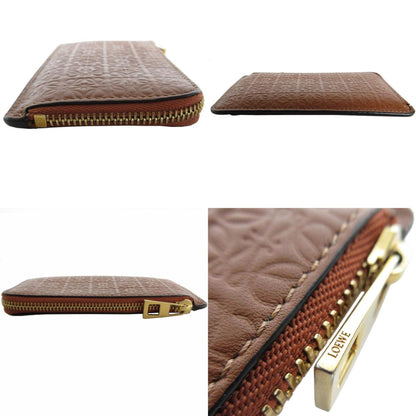 Loewe Wallet/Coin Case Anagram Leather Brown Gold