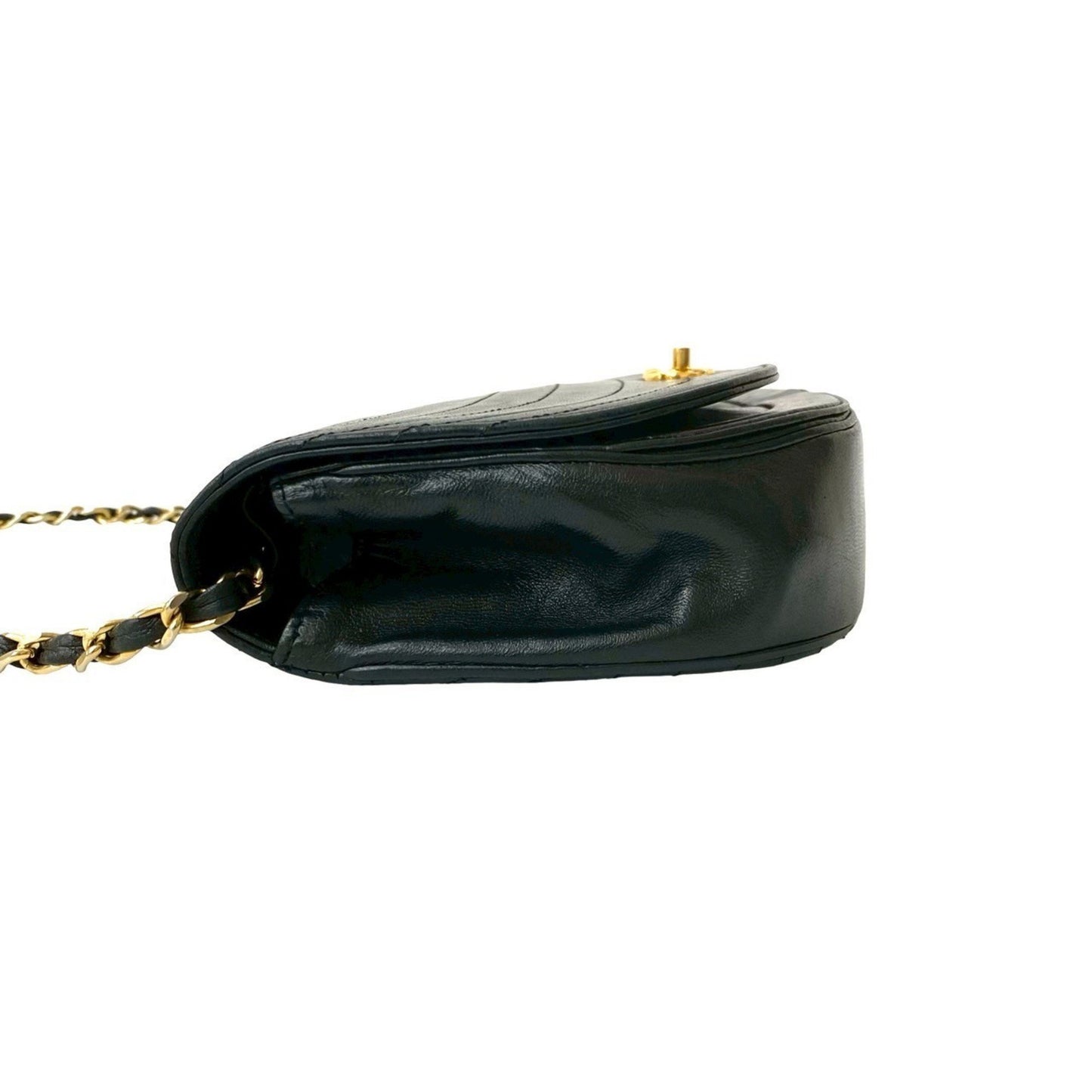 Chanel Coco Mark Half Moon Lambskin Chain Shoulder Bag