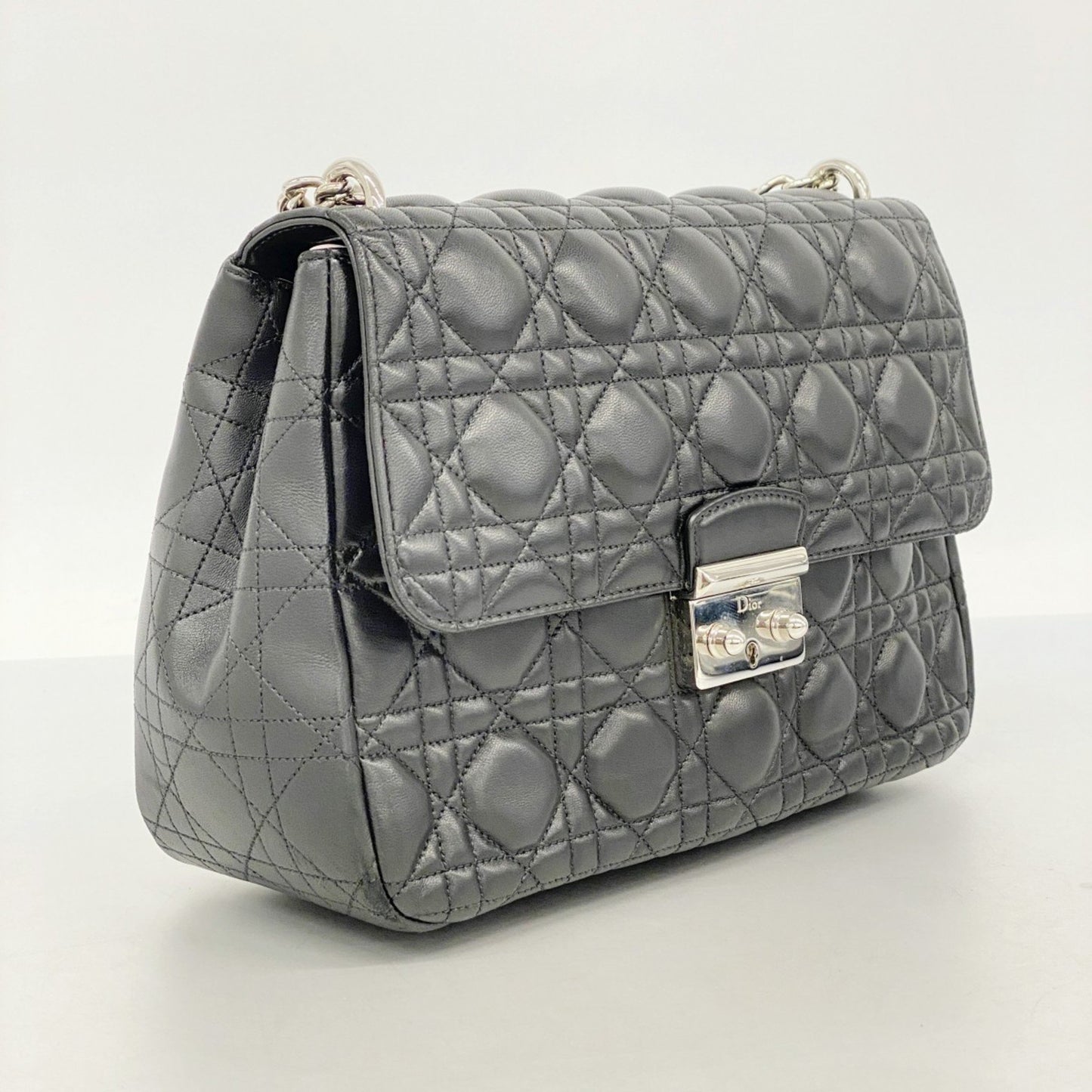 Christian Dior Cannage Miss Shoulder Bag In Black Leather