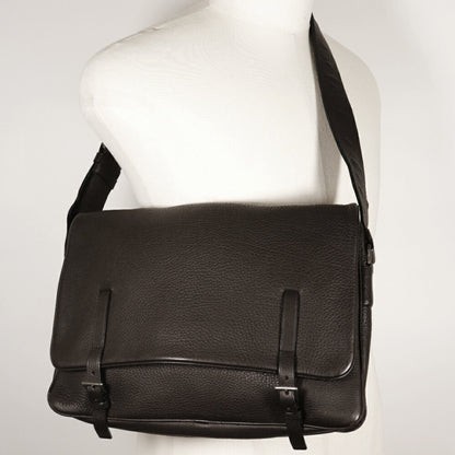 Prada Bag Shoulder Calf Brown Belt Clasp Messenger