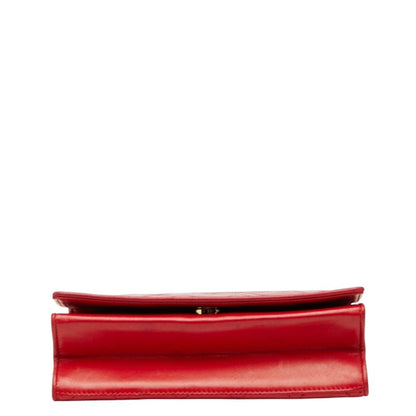 Chanel Matelasse Coco Mark Chain Shoulder Bag In Red Lambskin