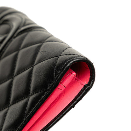 Chanel Cambon Line Coco Mark Long Wallet In Black Lambskin
