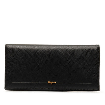 Salvatore Ferragamo Long Wallet Black Leather
