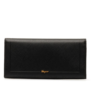 Salvatore Ferragamo Long Wallet Black Leather