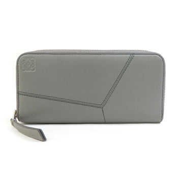 Loewe Puzzle Leather Round Long Wallet In Gray