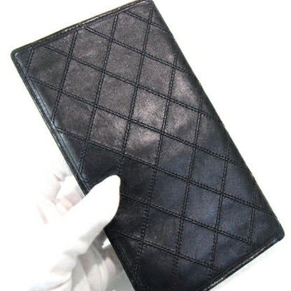 Chanel Bi-Fold Long Wallet Bicolor Black Leather Old Chanel