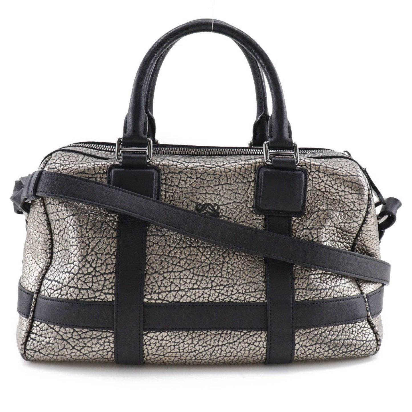 Loewe 2Way Shoulder Handbag Mini Boston Calf Black/Silver