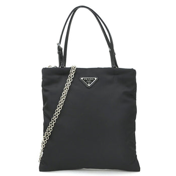 Prada Prada Handbag Shoulder Bag Nylon Leather Black Silver