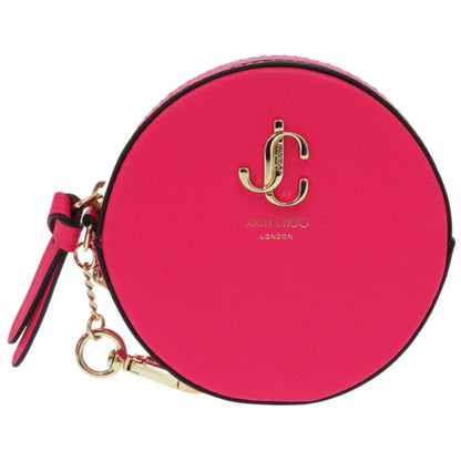 Unused Jimmy Choo Jaycee Round Coin Purse In Leather With Dragon Pink Design
