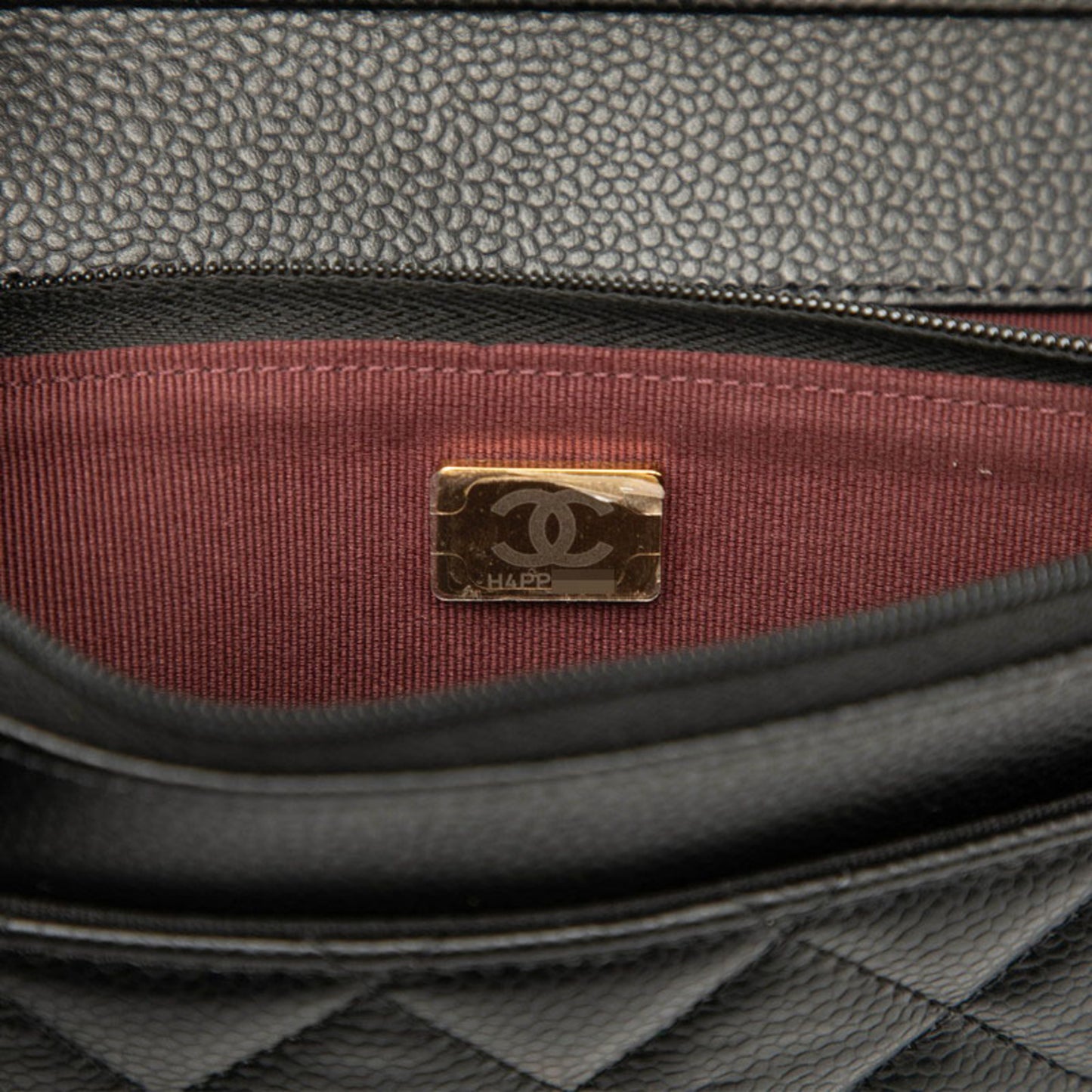 Chanel Matelasse Coco Mark Chain Wallet Shoulder Bag In Black Caviar Skin