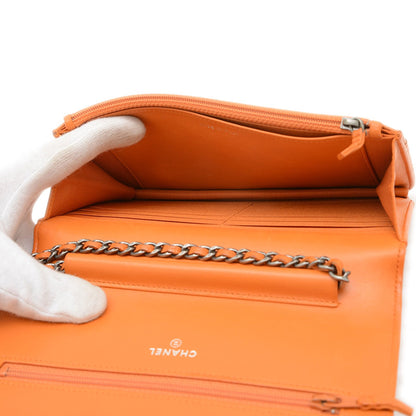 Chanel Boy Chain Wallet Long Lambskin Orange