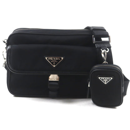 Prada 2Vh133 Re-Nylon Saffiano Leather Shoulder Bag With Triangle Logo And Plaque