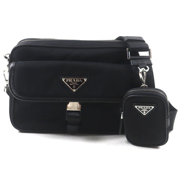 Prada 2Vh133 Re-Nylon Saffiano Leather Shoulder Bag With Triangle Logo And Plaque