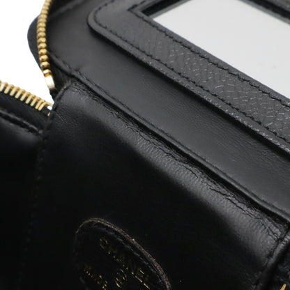Chanel Coco Mark Vanity Bag Mini Pouch Caviar Leather Black